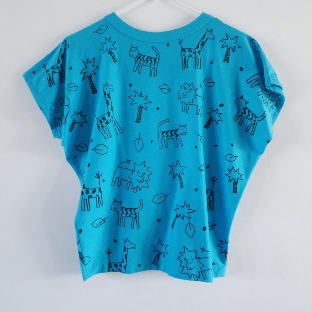 Vtg 80s Project America turquoise graphic t-shirt